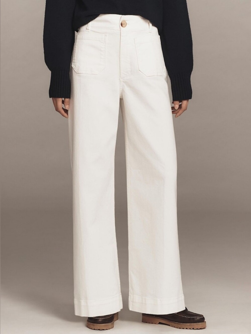 Anthropologie Maeve The Colette Full Length Wide-Leg Jeans White Size 24 Denim
